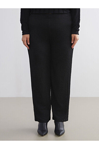 LC Waikiki Elastic Waist Textured Wide Leg Women's Trousers