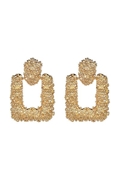 Pursehuit Gold earrings, square, with crinkled texture, Fabiana C1