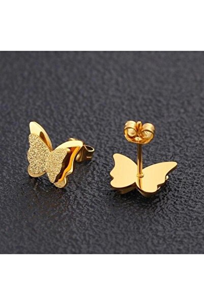 Pursehuit Златни обеци, изработени от неръждаема стомана, форма на пеперуда, ...