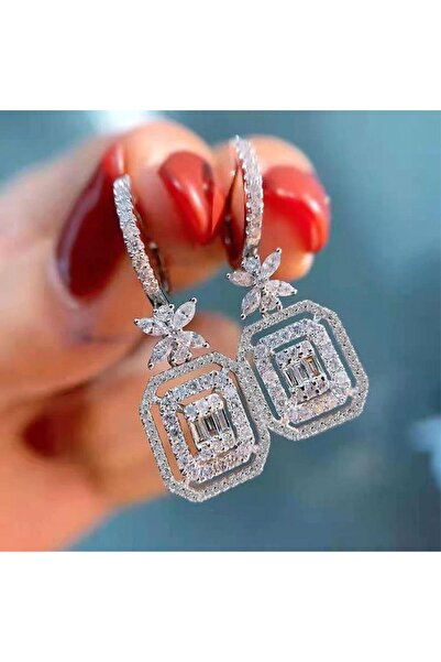 Pursehuit Cercei de culoare argintie cu pietre de zirconiu, Nathaly C15