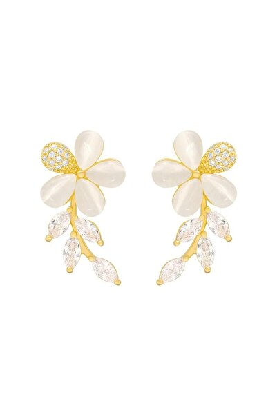 Pursehuit Cercei aurii, formă de floare, cu pietre, Lavrina C3