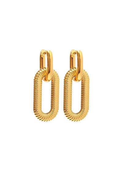 Pursehuit Cercei aurii, oțel inoxidabil, formă ovală, suflați cu aur de 18k, ...