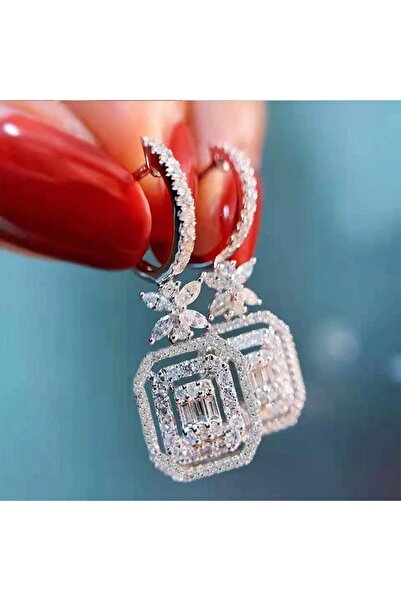 Pursehuit Cercei de culoare argintie cu pietre de zirconiu, Nathaly C15