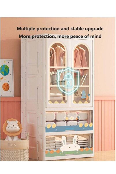 Yelajoy Portable Closet Wardrobe With Hanging Rod and Door Cabinet Bedroom Nursery Armoire