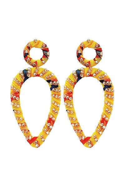 Pursehuit Yellow earrings, with beads, Feline C2 OUT