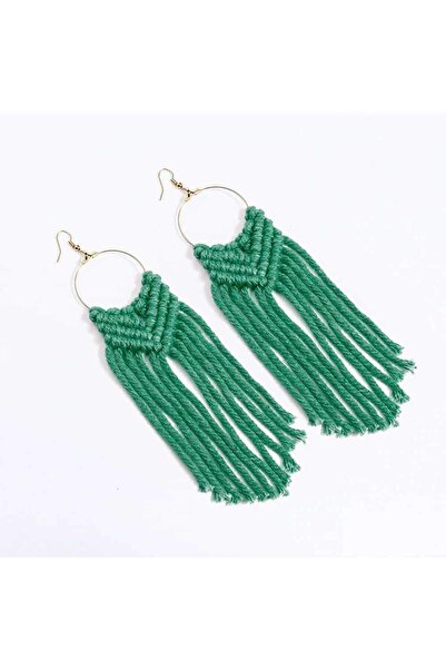 Pursehuit Σκουλαρίκια μακραμέ με πλεξούδα, πράσινα, Louiza C2