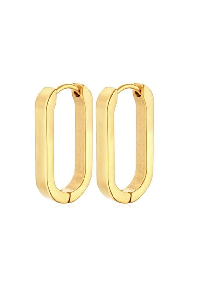 Pursehuit Cercei aurii, oțel inoxidabil, formă ovală, suflați cu aur de 18k, ...