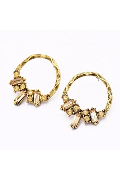 Pursehuit Cercei culoare aurie, rotunzi, cu pietre, Almina C1