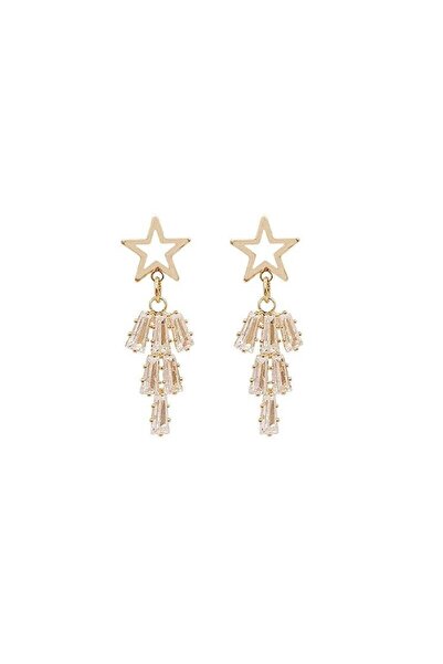 Pursehuit Χρυσά σκουλαρίκια, με αστέρια και χάντρες, Thedor C7