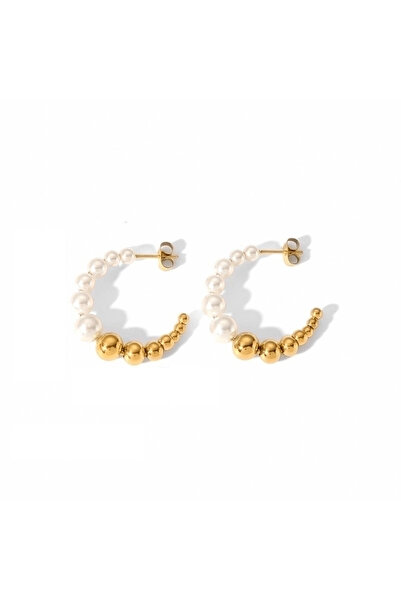 Pursehuit Χρυσά σκουλαρίκια, κατασκευασμένα από ανοξείδωτο ατσάλι, ημιστρογγυ...