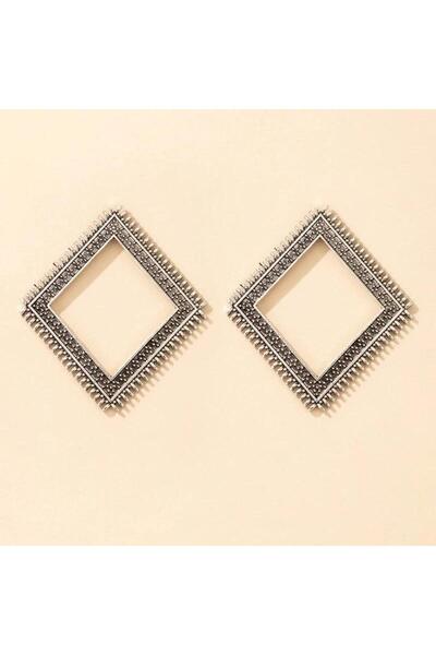 Pursehuit Σκουλαρίκια ασημί χρώματος, σε σχήμα διαμαντιού, Evanna C9