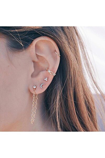 Pursehuit Set de cercei aurii, curea pentru cercei, cu pietre, Davina C8