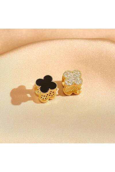 Pursehuit Cercei aurii, oțel inoxidabil, formă de mac, 2 fețe, suflați cu aur...