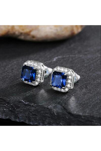 Pursehuit Cercei de culoare argintie, pătrați, cu pietre de zirconiu, Aida C12