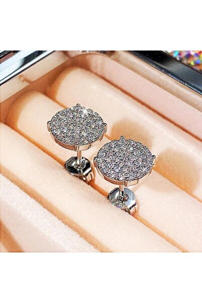 Pursehuit Cercei rotunzi de culoare argintie cu pietre de zirconiu, Paco C7