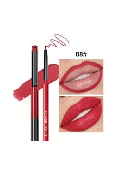 QIBEST Set Lip Kit with Lip Liner and Solid Lipstick, Ultra-Resistant, Shade 008