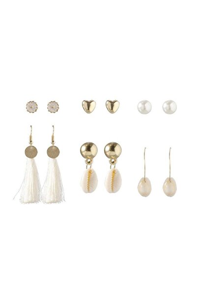 Pursehuit Σετ 6 ζευγαριών σκουλαρίκια, χρυσά, με κοχύλια, Arun C7