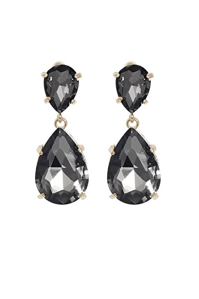 Pursehuit Gold-colored earrings, teardrop shape, with smoky stones, Ciara C7