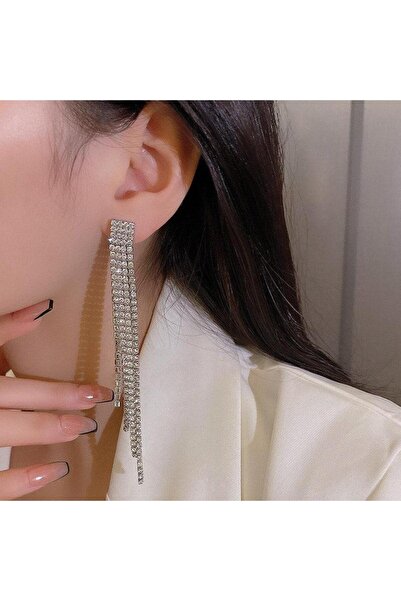 Pursehuit Cercei argintii, lungi, cu cleme și pietre, Cathy C3