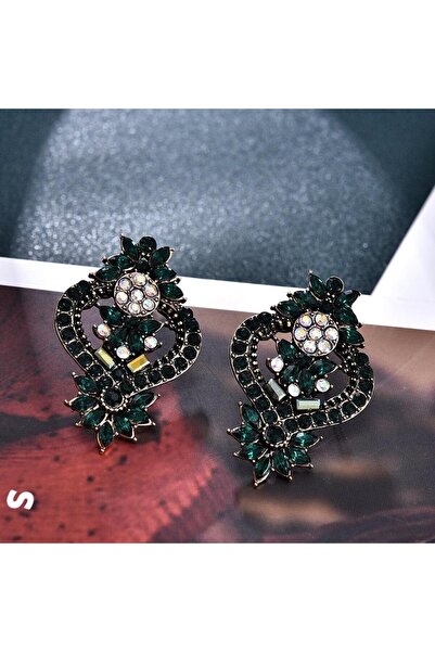 Pursehuit Cercei culoare aurie cu pietre verzi, Effie C4