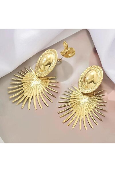 Pursehuit Cercei culoare aurie, cu clipsuri, masivi, formă de soare, Margareta C5