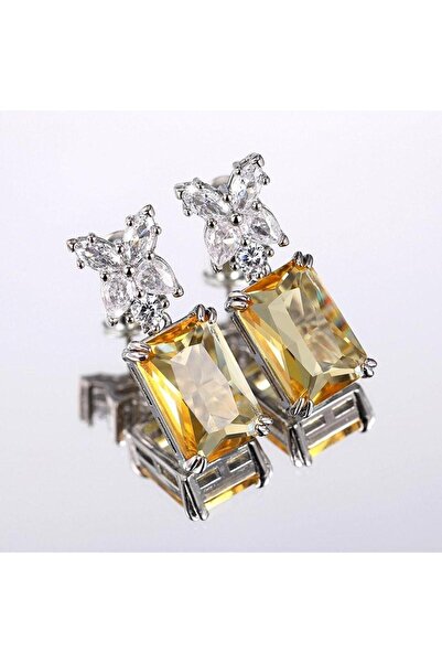 Pursehuit Cercei de culoare argintie cu pietre de zirconiu galben, Sheela C3