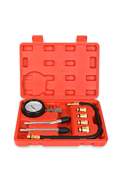 Generic مجموعة اختبار ضغط أسطوانة المحرك المكونة من 8 قطع مع مقياس ضغط ومحولات للمركبات