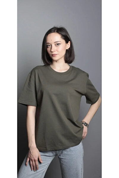 Bak Moda Crew Neck Cotton Basic Khaki T-Shirt