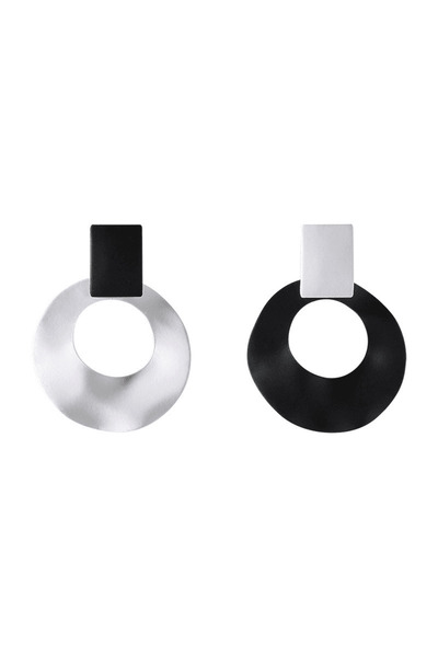Pursehuit Cercei cu clips, rotunzi, alb-negru, Samanta C6