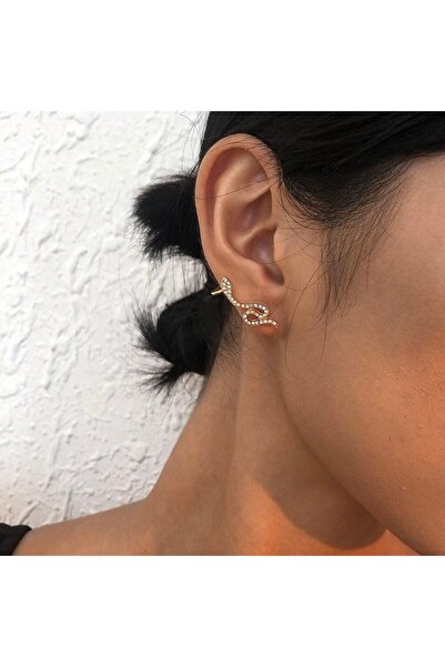 Pursehuit Golden earrings, snake shape, with stones, Camelia C1