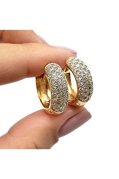 Pursehuit Cercei rotunzi de culoare aurie cu pietre de zirconiu, Benedict C13