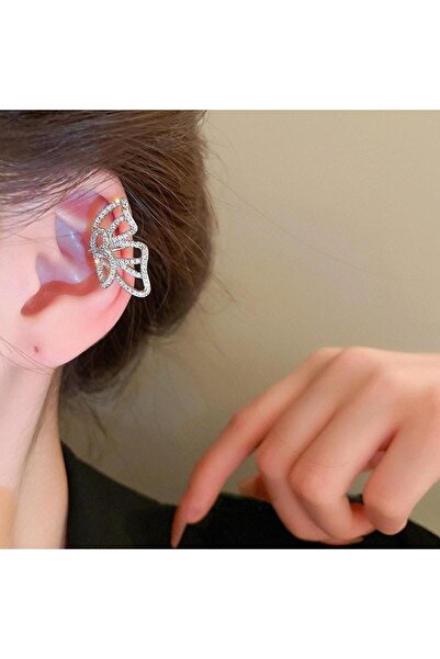 Pursehuit Cercei argintii tip cuff, formă de fluture, cu pietre de zirconiu, ...