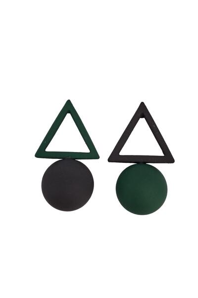 Pursehuit Green earrings, geometric shape, Almina C8