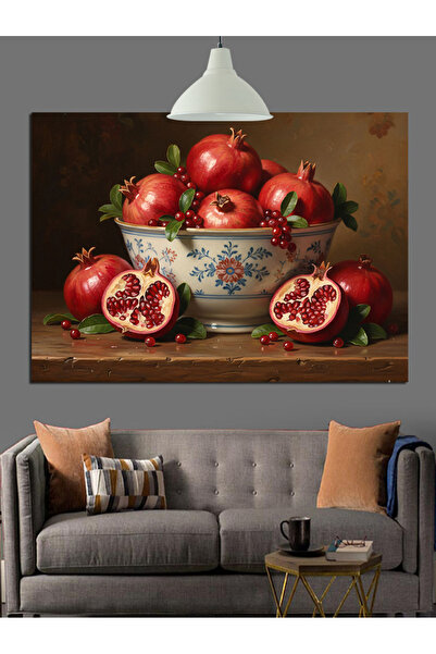 Artmeg Kasede Nar Meyve Resmi Dekoratif Kanvas - Mdf Ahşap Tablo