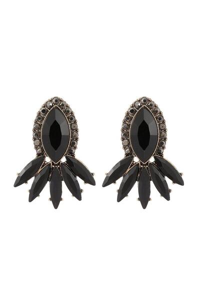 Pursehuit Cercei culoare aurie cu pietre negre, Essie C2