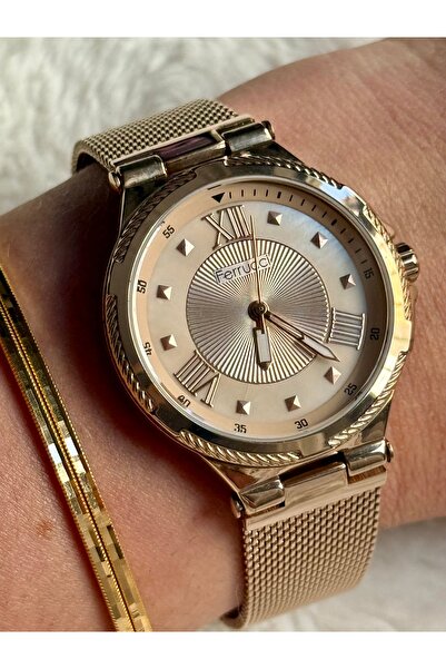 Ferrucci AJDA BİLEZİK HEDİYELİ ROSEGOLD HASIR KORDONLU KADIN SAATİ