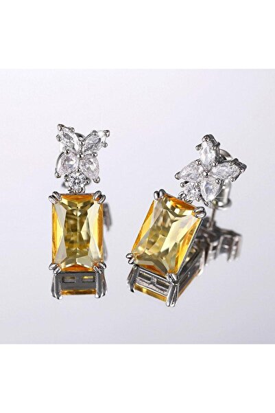 Pursehuit Cercei de culoare argintie cu pietre de zirconiu galben, Sheela C3