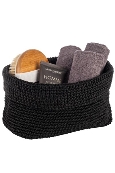 Aps Textile Bread Basket, Black, 24 x 17 cm