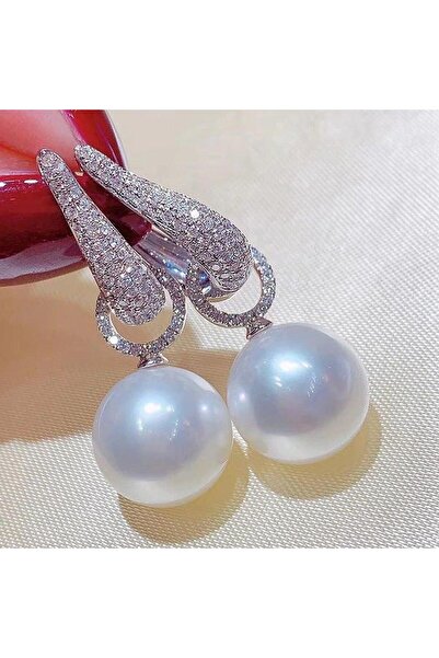 Pursehuit Сребърни обеци с перли и цирконий, Агата C16