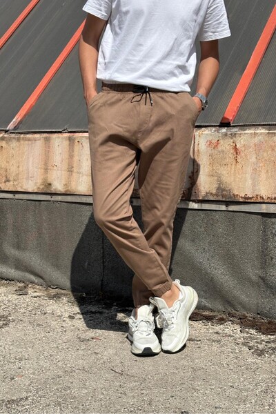 inpool Men'S, Elastic Waist and Cuffs, High-Quality, Gabardine Woven, Cotton, Jogger Pants 270-2