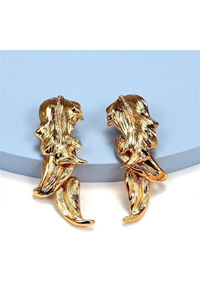 Pursehuit Golden earrings, petal shape, with stones, Zelma C4