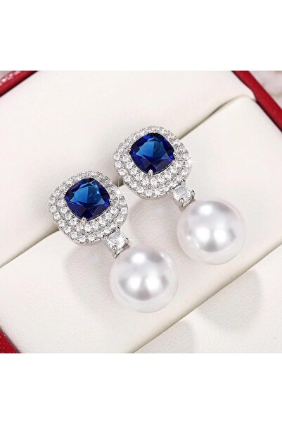 Pursehuit Cercei de culoare argintie, cu pietre de zirconiu și perle, Petrus C19