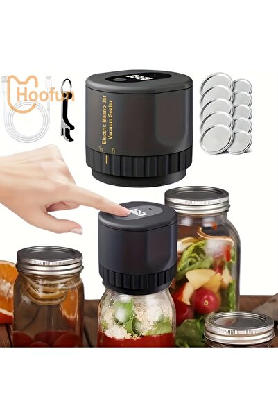 Choice1 آلة غلق علب Mason نصف آلية تعمل ببطارية ليثيوم سوداء 5 وات - آلة غلق علب مفرغة رقمية LED، مستعملة