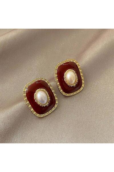 Pursehuit Cercei aurii, cu clipsuri, inserții roșii și perle, Rakel C3