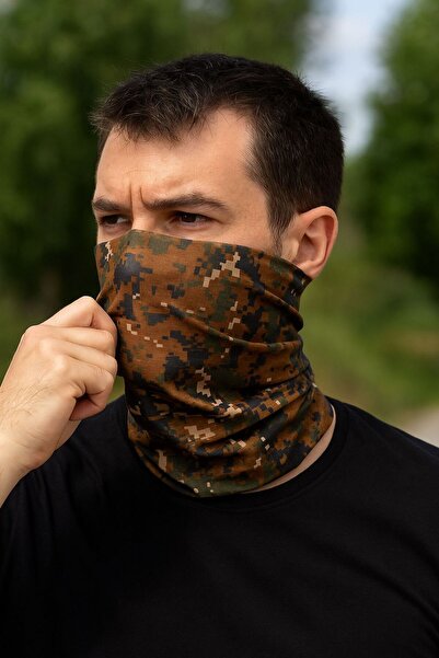 Sticker Works قناع بوف بنمط التمويه البكسل الداكن للدراجين، وشاح للرقبة للاست...