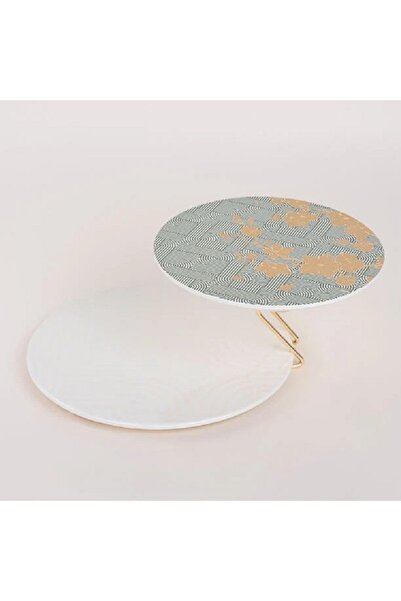 LA MESA green porcelain 2 cake plate