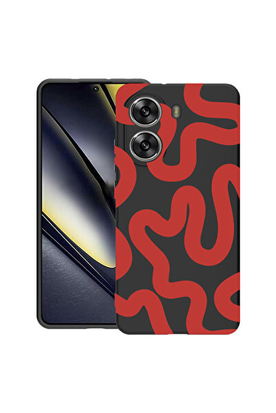 bestcase Λεπτή θήκη σιλικόνης για Poco X7 Pro 5G, Κόκκινη αφηρημένη γραμμή, 1...