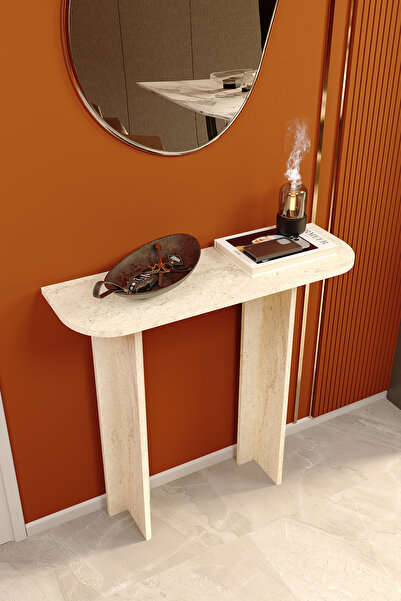 POFİTTO Florin Dresuar Traverten Desenli Konsol İskandinav Stili