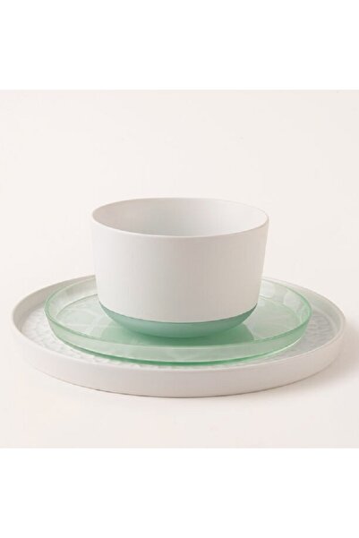 LA MESA Safa’a white and green porcelain 18 Pcs dinner set