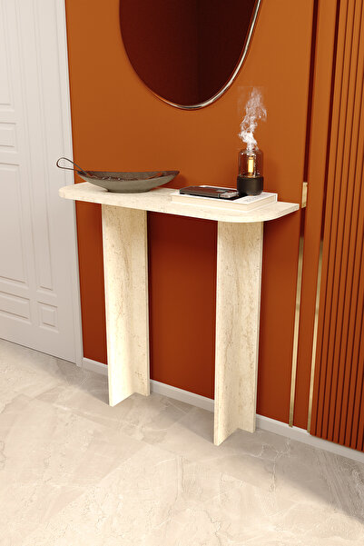 POFİTTO Florin Dresuar Traverten Desenli Konsol İskandinav Stili